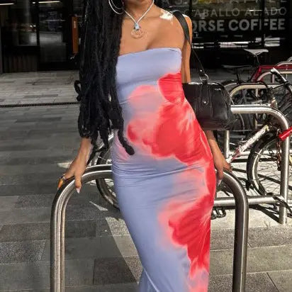 Slim Slit Tube Long Dress Summer Sexy Pint Party Beach Dresses Women's Clothing VogueDarzi