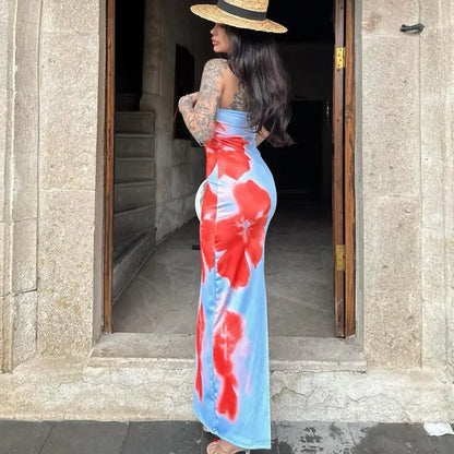 Slim Slit Tube Long Dress Summer Sexy Pint Party Beach Dresses Women's Clothing VogueDarzi