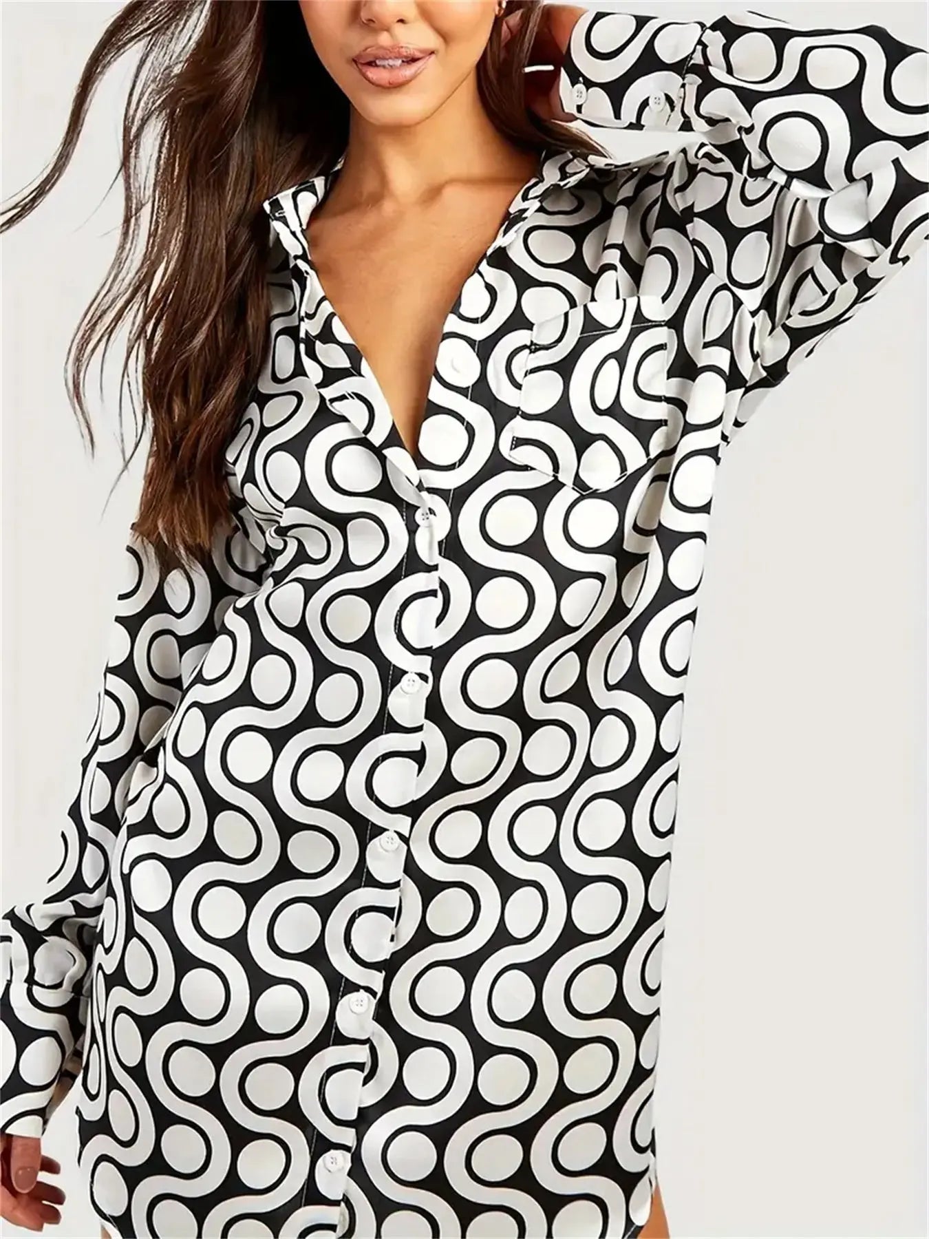 Women's Allover Print Long Sleeve Shirt VogueDarzi