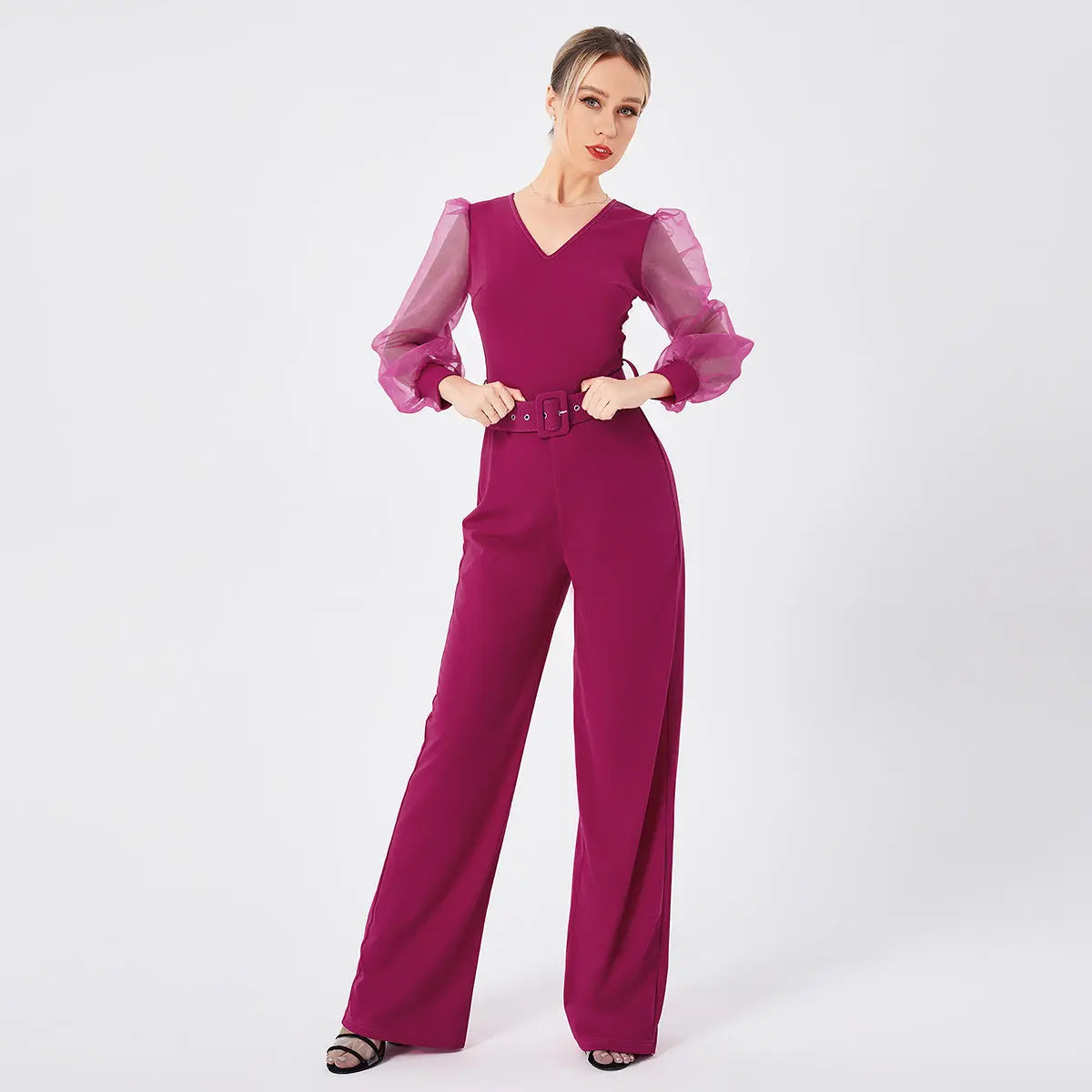 Women's Long Sleeve Patchwork Jumpsuit - VogueDarzi