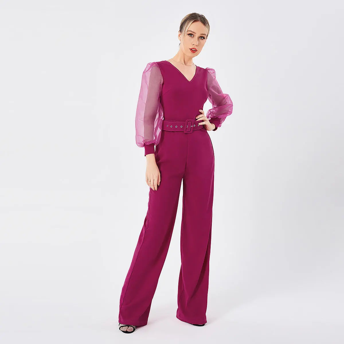 Women's Long Sleeve Patchwork Jumpsuit - VogueDarzi